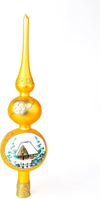 Finial Glass Christmas Vintage Tree Topper, Gold Wave 12 in | Vintage christmas tree toppe