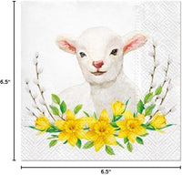 Easter Napkins Paper Disposable Decorative Decoupage Lamb With Wreath 13 in - image 4