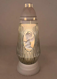 AM Décor 3D White Angel Cemetery Memorial Candle | Gravesite Remembrance Decoration/Glass  - image 2
