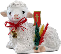 AM Decor Polish Traditional Easter Lamb Figurine with Flag and Palm, X-Large Sheep Figurin