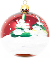 Blown Glass Christmas Ornaments Ball, Snowman & Mistletoe Burgundy 3 in - image 4