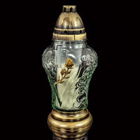 Cemetery Memorial Candle | Gravesite Remembrance Decoration/Glass Lantern European Style C