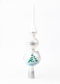 Finial Glass Christmas Vintage Tree Topper, Silver Snowflake 15 in - image 7