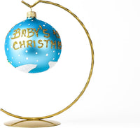 Hand Blown Glass Christmas Ornaments Ball, Baby's 1st Christmas Blue 3 in - image 5