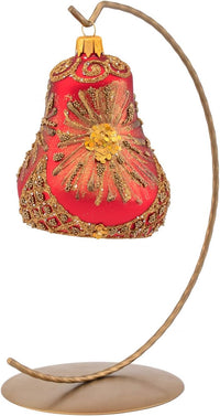 Hand Blown Glass Christmas Bells Ornaments, Fire Star 4 in - image 2