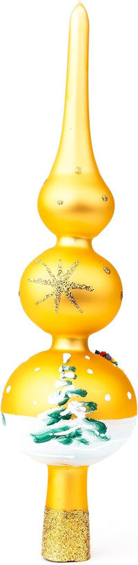 Finial Glass Christmas Vintage Tree Topper, Gold Snowflake 15 in - image 7