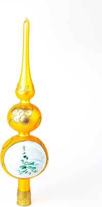 Finial Glass Christmas Vintage Tree Topper, Gold Wave 12 in | Vintage christmas tree toppe - image 3