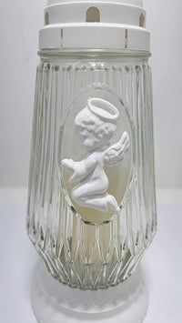 AM Décor 3D White Angel Cemetery Memorial Candle | Gravesite Remembrance Decoration/Glass  - image 4