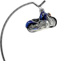 Mini Glass Christmas Ornaments Ball Hand Blown, Blue Motorcycle 2 in - image 6