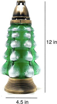 Christmas Tree Cemetery Memorial Candle | Gravesite Remembrance Decor | Glass Lantern Euro - image 2