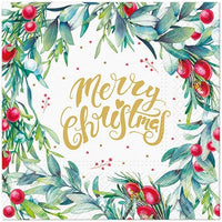 Merry Christmas Floral Floral Luncheon Napkins Napkins Decoupage 20 Count
