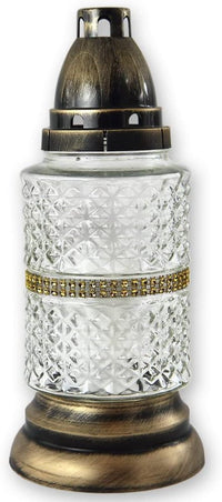 Cemetery Memorial Candle | Gravesite Remembrance Decoration/Glass Lantern European Style C