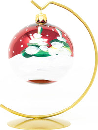 Blown Glass Christmas Ornaments Ball, Snowman & Mistletoe Burgundy 3 in - image 6