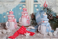 AM Décor Snowman in a Hat Candle Premium Handcrafted Holiday Decoration (Blue) - image 2