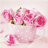 Easter Napkins Paper Disposable Decorative Decoupage Roses in a Cup 13 in