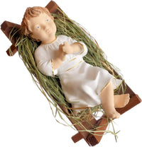 Baby Jesus Figurines Manger Nativity Scene Set Indoor Wooden Crib 5 in