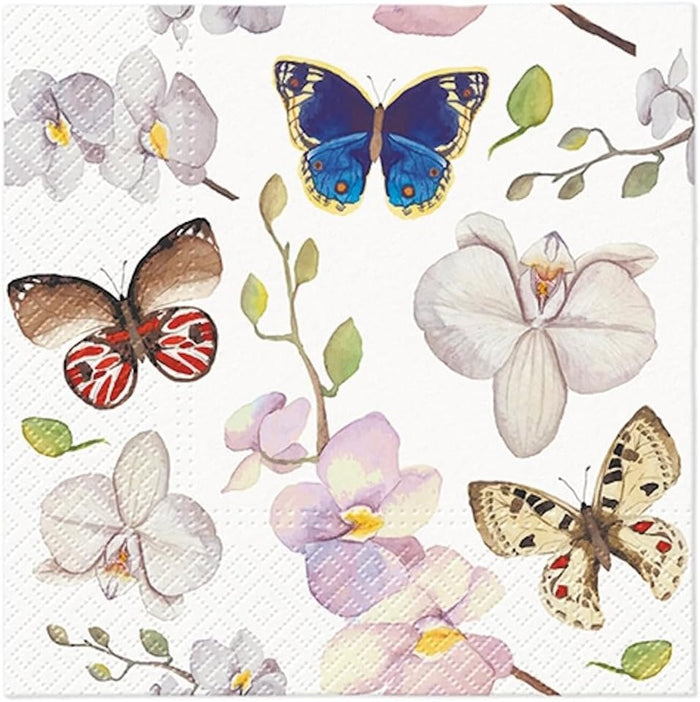 Floral Napkins Paper Disposable Decorative Decoupage Orchidea Butterfly