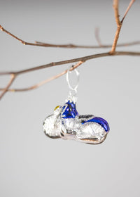 Mini Glass Christmas Ornaments Ball Hand Blown, Blue Motorcycle 2 in - image 4
