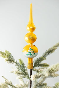 Finial Glass Christmas Vintage Tree Topper, Gold Snowflake 15 in - image 8