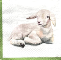 Easter Napkins Paper Disposable Decorative Decoupage Lamb in Corner 13 in