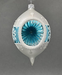 Christmas Ornament, Blown Glass 5-inch Long (Set of 4, White and Light Blue) - image 2