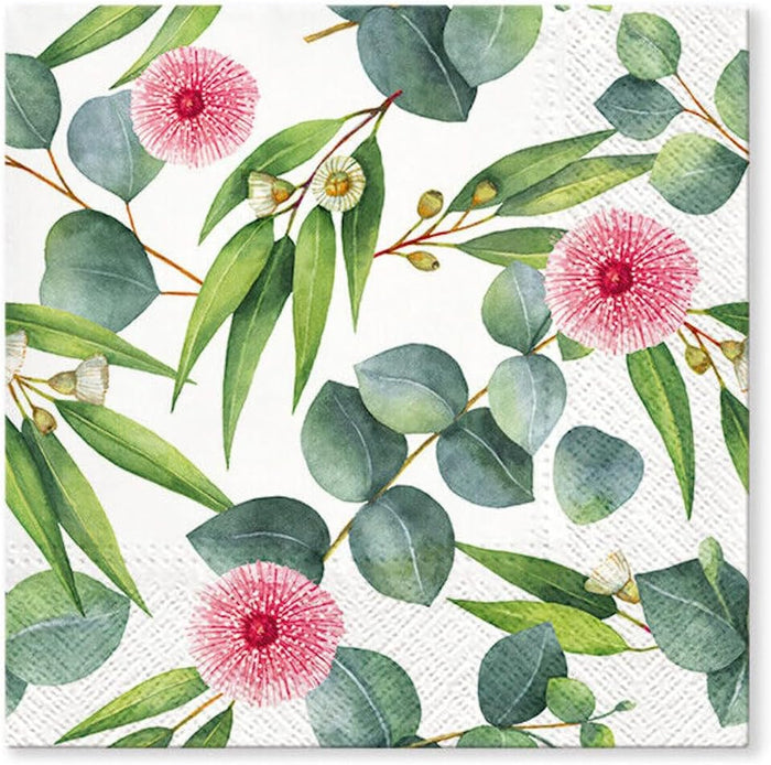 Floral Napkins Paper Disposable Decorative Decoupage Eucaliptus Leaves