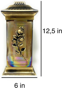 3D Rose Cemetery Memorial Candle | Gravesite Remembrance Decoration | Glass Lantern Europe - image 2