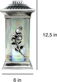 3D Rose Cemetery Memorial Candle | Gravesite Remembrance Decoration | Glass Lantern Europe - image 2