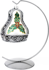 Hand Blown Glass Christmas Bells Ornaments, Mistletoe Leaf 4 in - image 3