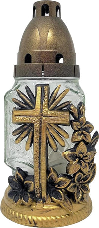 AM Décor Cemetery Memorial Candle | Gravesite Remembrance Decoration| Glass Lantern Europe - image 3