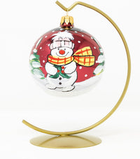 Blown Glass Christmas Ornaments Ball, Snowman & Mistletoe Burgundy 3 in - image 2