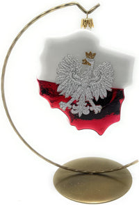 Poland Coat of Arms Christmas Ornament Blown Glass Hand Decorated Red and White Polish Gif - image 6