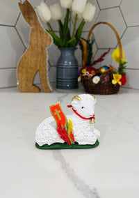 AM Decor Polish Traditional Small Easter Lamb Figurine with Flag and Palm (Baranek Wielkan - image 2