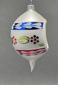 Christmas Ornament, Blown Glass 5-inch Long (Set of 4, White) - image 3