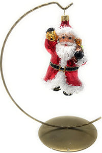 Christmas Tree Ornament Blown Glass Classic Santa, 5 inch, Red, White, Black - image 5