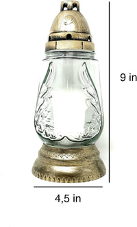 AM Décor Cemetery Memorial Candle Lantern Grave site Remembrance Decoration Glass European - image 2