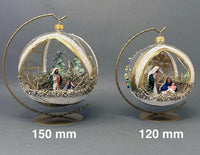 Christmas Ornament, Nativity Scene, Glass Ball 5-inch (Cottage Gold/Brown, 120mm) - image 2