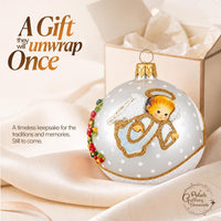 Hand Blown Glass Christmas Ornaments Ball, Angel & House White Silver 3 in - image 8