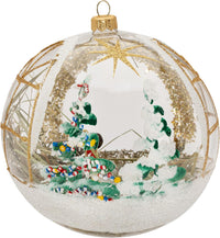 Nativity Scene Glass Christmas Ornament 6" Ball + Stand - image 3