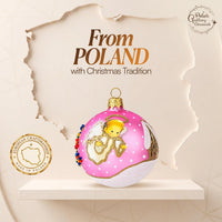 Polish Hand Blown Glass Christmas Ornaments Ball Angel House Pink - image 6