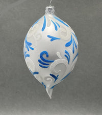 Christmas Ornament, Blown Glass 5-inch Long (Set of 4, White and Blue) - image 3