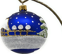 Set of 6 Navy Blue Hanging Glass Globes Christmas Ornament Glass Art 3 in - image 9