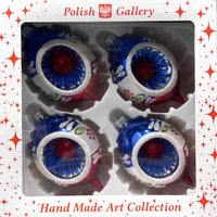 Christmas Ornament, Blown Glass 5-inch Long (Set of 4, White, Blue and Red) - image 6