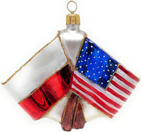 Flags Glass Christmas Ornaments Balls Hand Blown Polish American 4.75 in