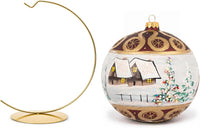 Hand Blown Glass Ball Christmas Ornament, 6 in, Blast Golden Wine