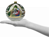 Hand Blown Glass Christmas Ornaments Ball, Nativity Red Matte 6 in + Stand - image 2