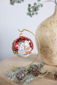 3-inch Glass Ball Christmas Ornament Santa Claus with Snowman Polish Glass Ornament (Burgundy, 3-inch/80mm) - image 5