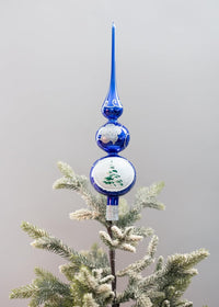 Finial Glass Christmas Vintage Tree Topper, Blue Wave 12 in - image 5