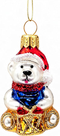 Mini Glass Christmas Ornaments Ball Hand Blown, Polar Bear 2 in