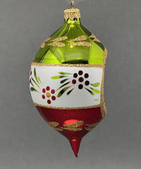 Christmas Ornament, Blown Glass 5-inch Long (Set of 4, White, Green and Red) - image 5